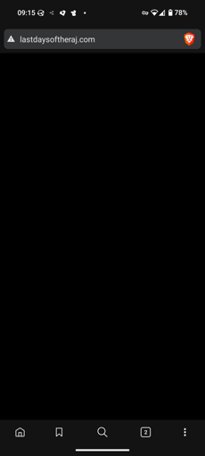 The website for an Indian restaurant I'm visiting later (https://lastdaysoftheraj.com/), open in Brave on Android. The screen is completely blank; and Brave has detected that, while the site itself is being delivered over HTTPS, external content is being delivered unencrypted.