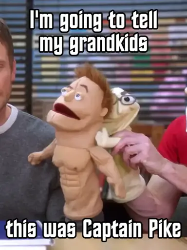 Some felt puppets with the caption "I'm going to tell my kids this was Captain Pike"